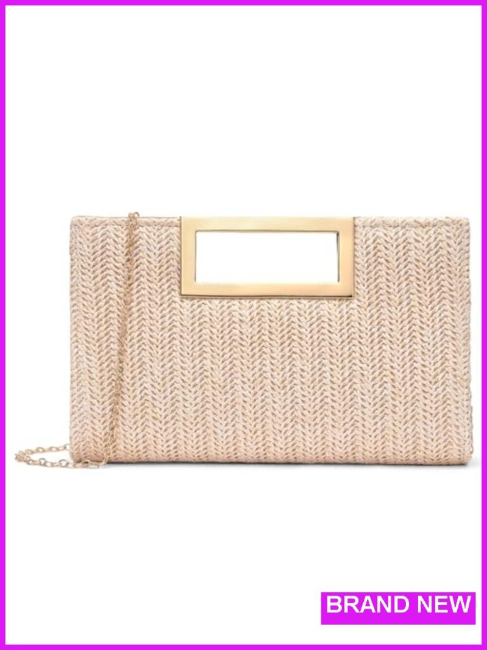 Straw Woven Clutch Handbag with Detachable Chain - Summer Beach Boho Bag